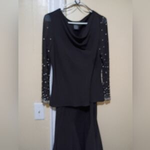 SL Fashions Black Skirt Set with Embellished Sleeves